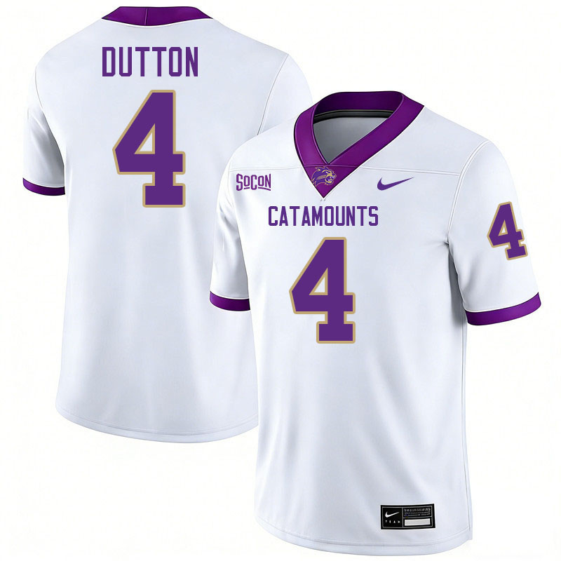 Western Carolina Catamounts #4 Dominic Dutton College Football Jerseys,Uniforms-White